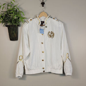 Vintage Lavon Sport Jacket Sequin Anchor Captain Nautical Sailing Windbreaker LP